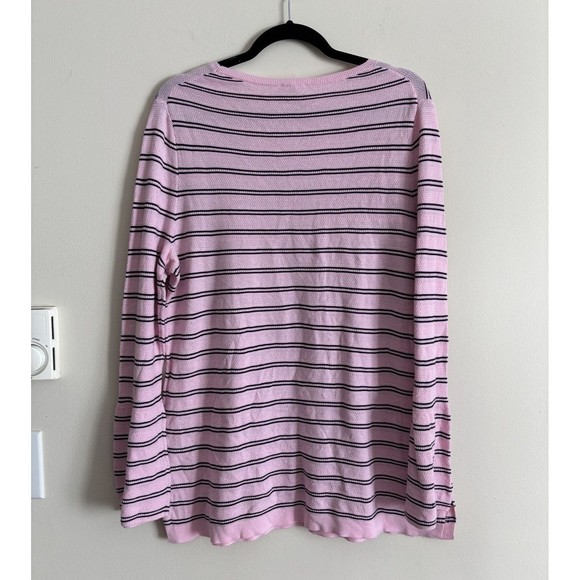 NWT Talbots XL Knit Long Sleeve‎ Top Pink Black Stripe Preppy Casual Stretchy - Picture 5 of 5